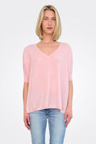 Supima Cotton Cashmere V Neck Sweater - Pink Petal by Minnie Rose | 25 South Boutiques