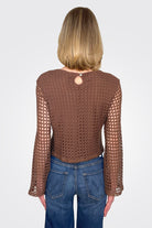 Knit Bell Sleeve Top - Brown Chocolate by Pete — alternate view