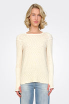 Ribbed Sleeve Long Sleeve Top - Natural by Pete | 25 South Boutiques