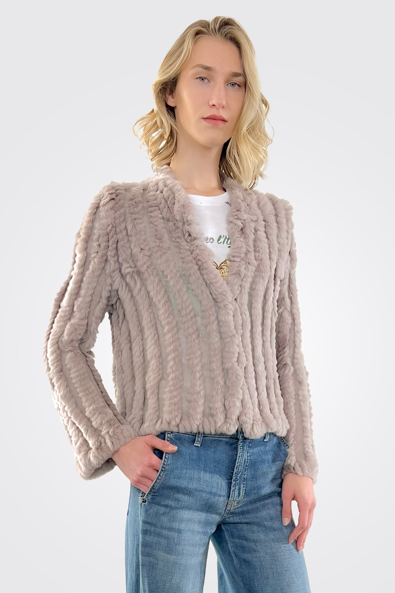 Rosa Fur Jacket - Pewter by Heartloom — alternate view