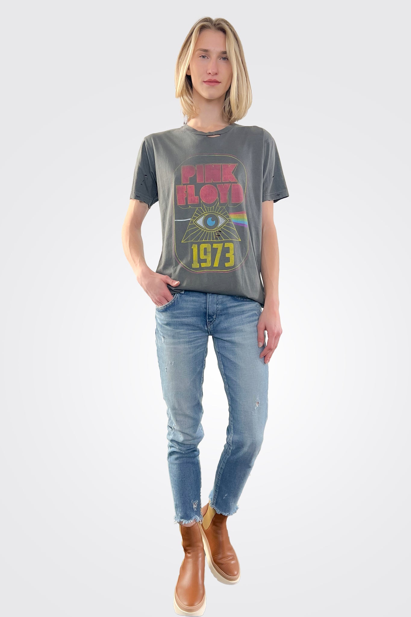 Pink Floyd Darkside 1973 Destroyed Tee - Black by Dirty Cotton Scoundrels — alternate view