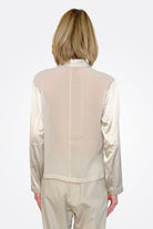 Long Sleeve Stretch Silk Satin Shirt - Pearl Grey by Transit Par-Such — alternate view
