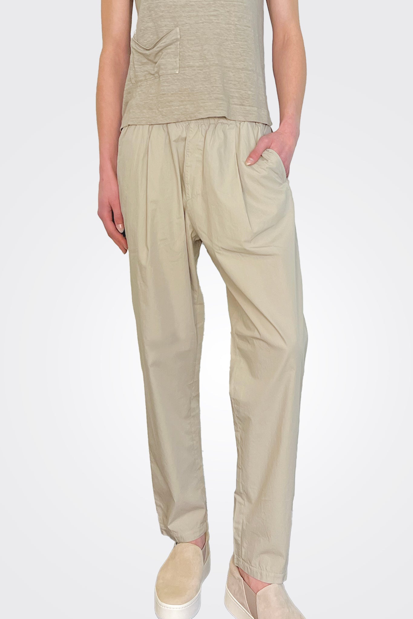 Cotton Stretch Waist Trousers - Pearl Grey by Transit Par-Such — alternate view