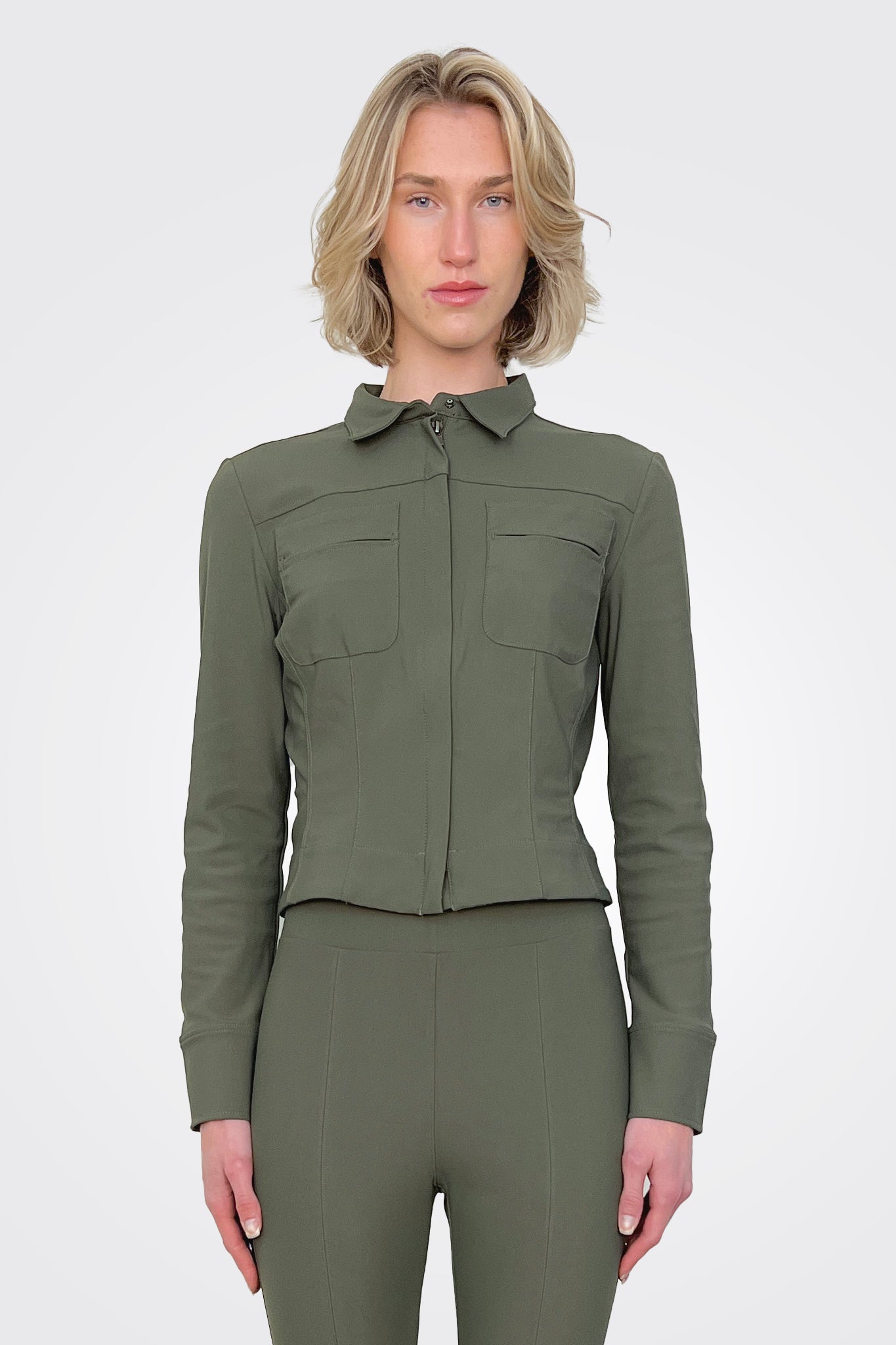 Valencia Tech Patch Pocket Shirt Jacket - Vert by Elaine Kim | 25 South Boutiques