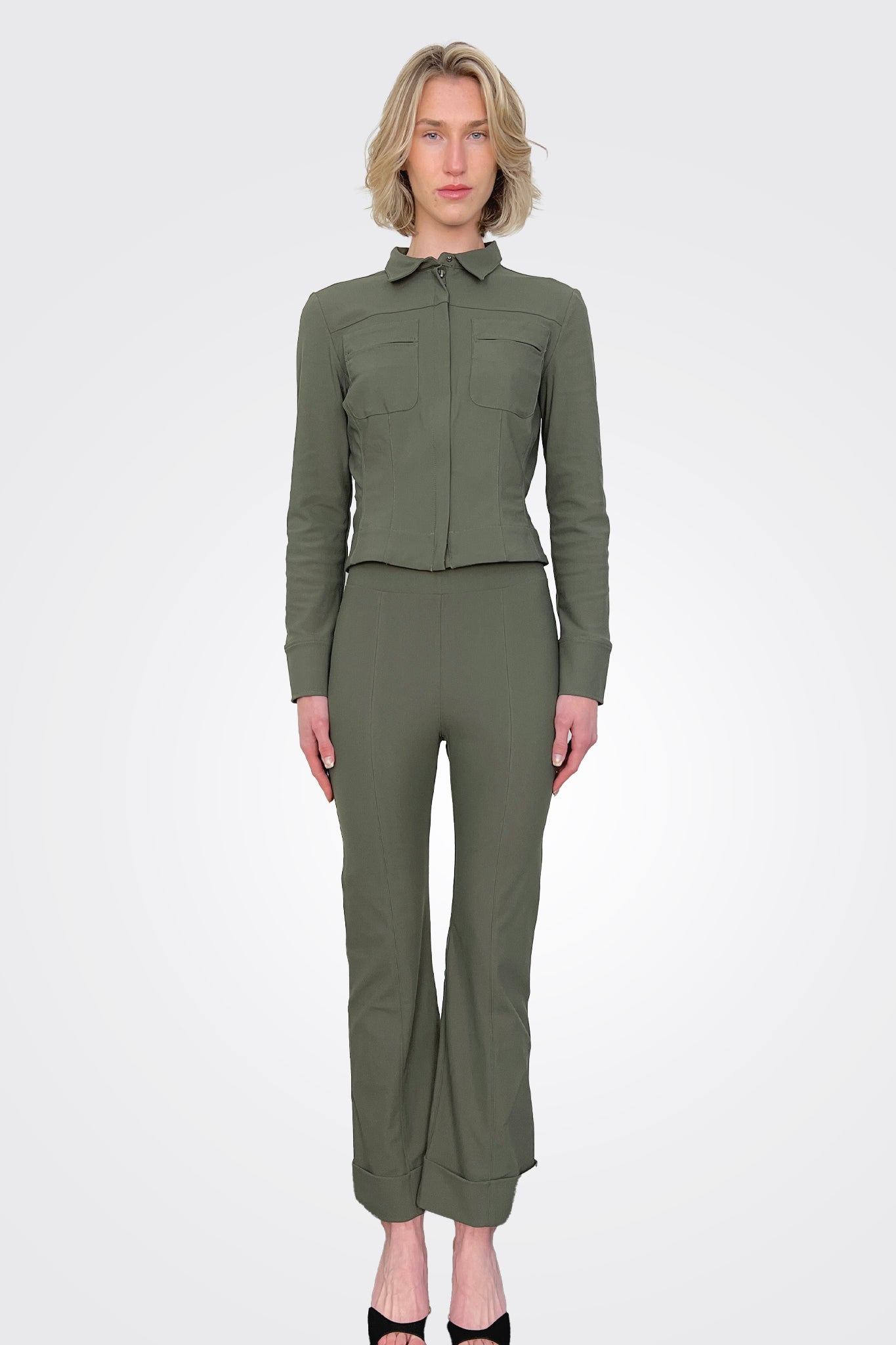 Valencia Tech Patch Pocket Shirt Jacket - Vert by Elaine Kim — view 3