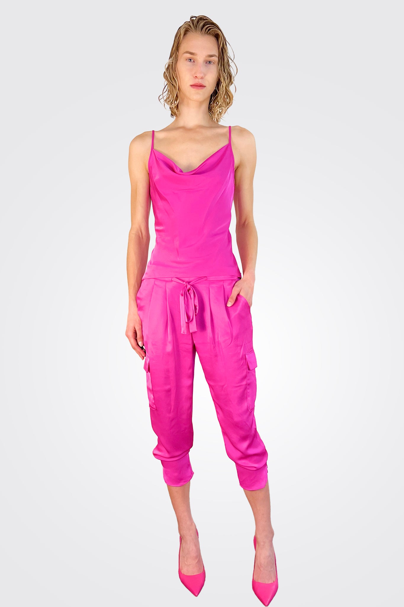 Satin Pocket Allyn Pant - Pink by Ramy Brook | 25 South Boutiques