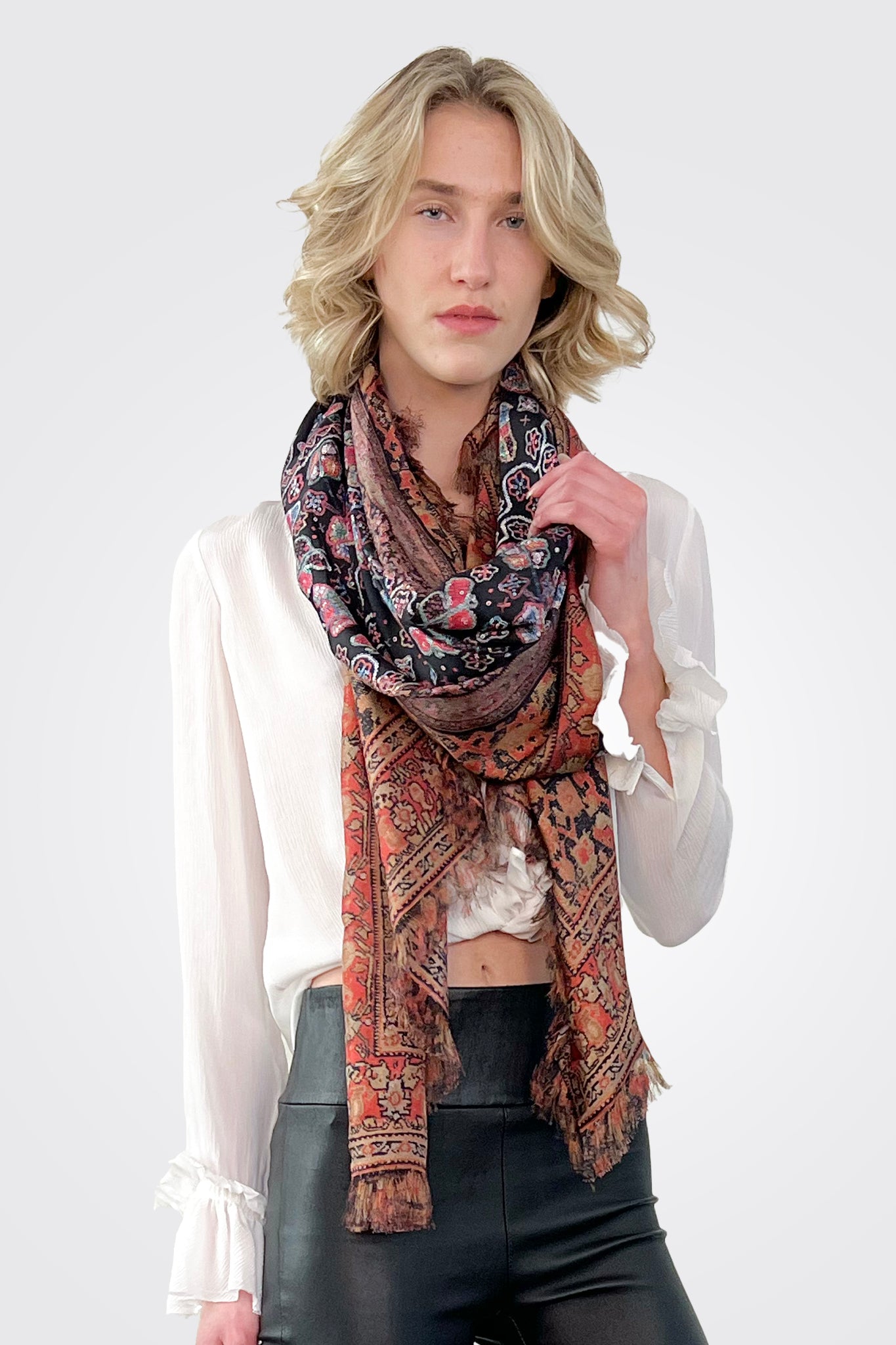 Aloe Silk Scarf - Red Print by Pierre Louise Mascia | 25 South Boutiques
