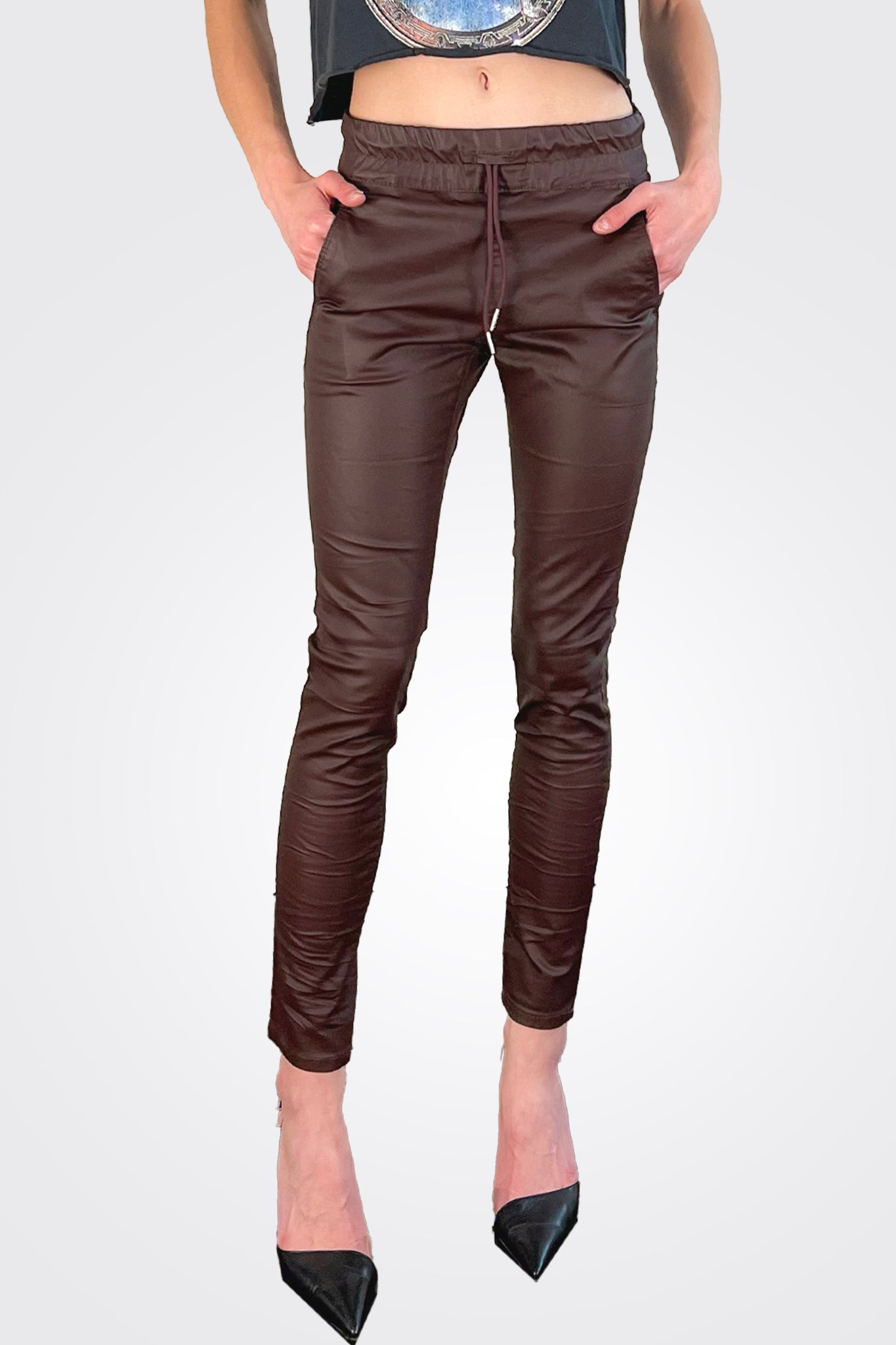 Shely Pants - Plum Burgundy Leather by Bevy Flog — alternate view