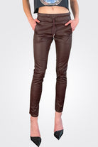 Shely Pants - Plum Burgundy Leather by Bevy Flog — alternate view