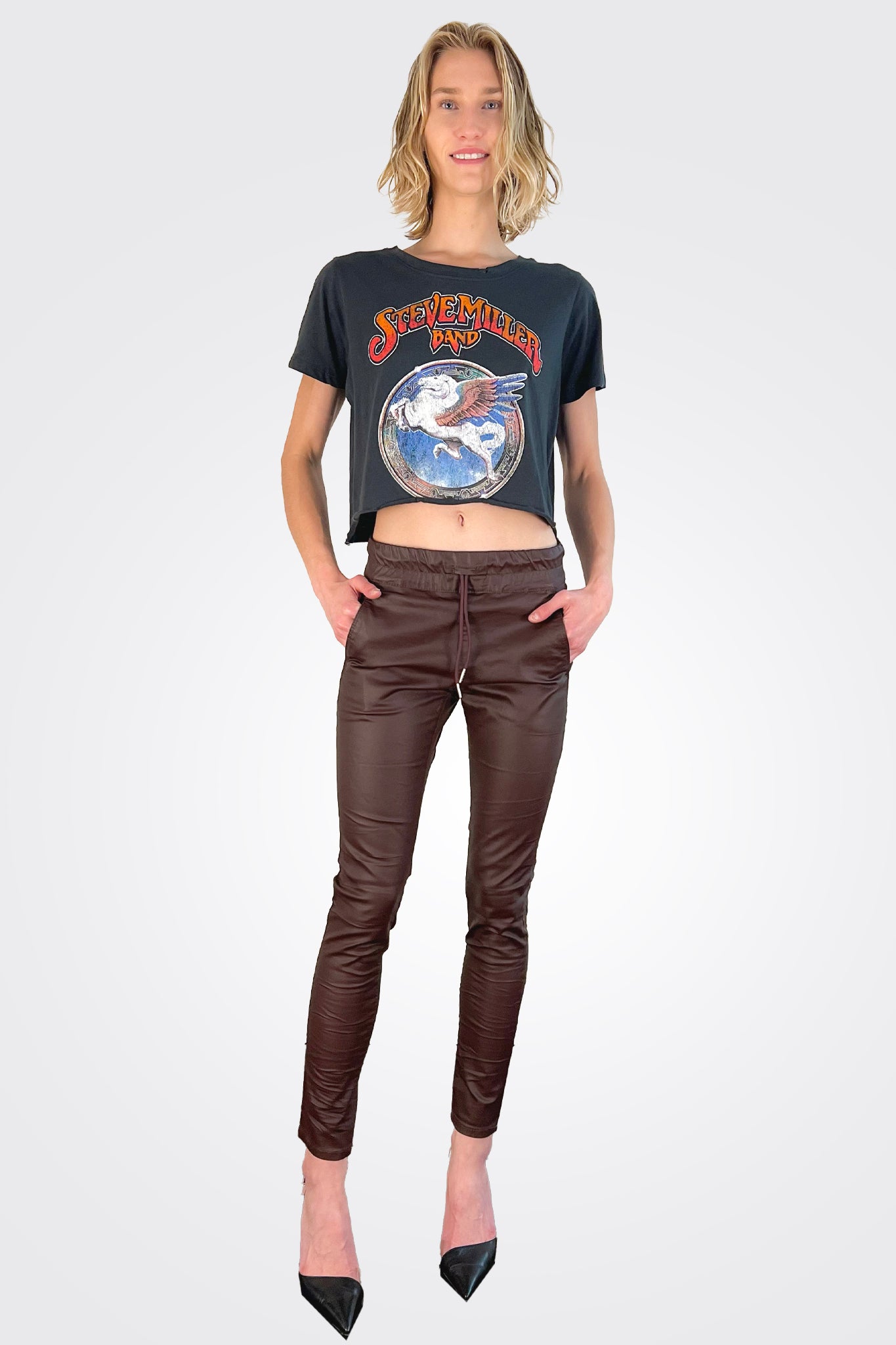 Shely Pants - Plum Burgundy Leather by Bevy Flog | 25 South Boutiques