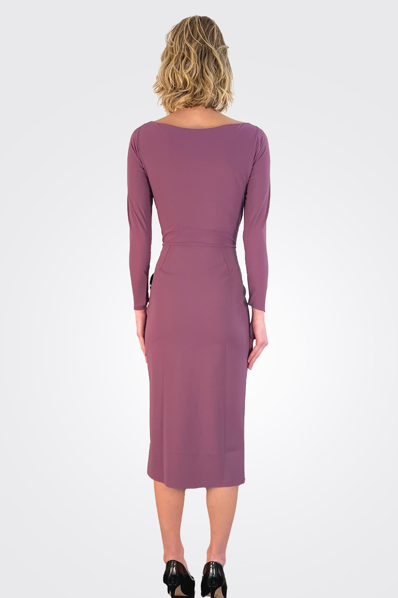 Agna Ruched Ruffle Sheath Dress - Plum by Chiara Boni — alternate view