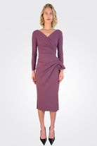 Agna Ruched Ruffle Sheath Dress - Plum by Chiara Boni | 25 South Boutiques