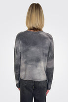 Blotch Print Boxy Raw Edge Crew - Pepper Multi by Autumn Cashmere — alternate view
