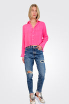 Colt Collared Boy Cropped Plaid Shirt - Pink by Cali Dreaming — view 4
