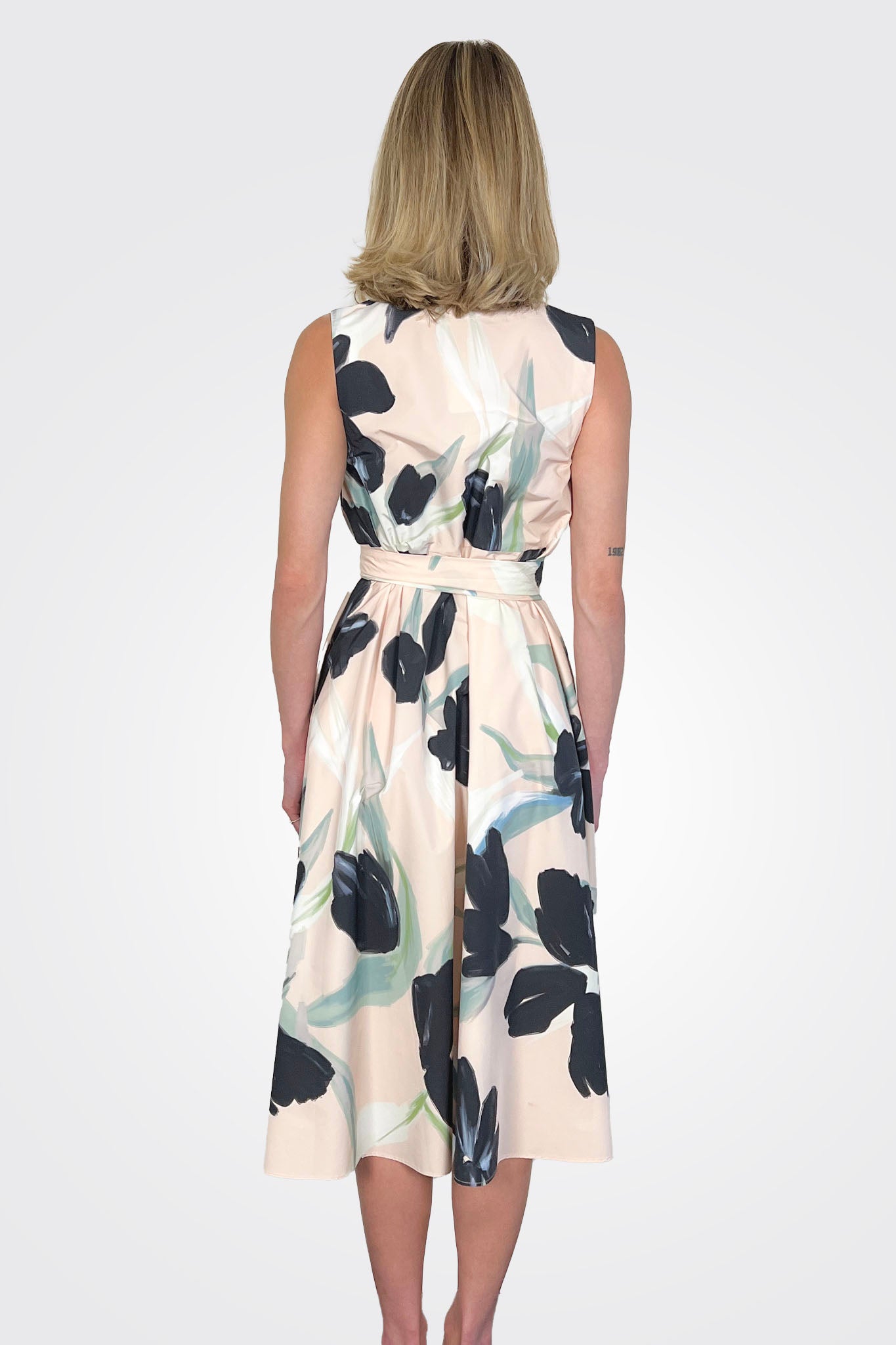 Tie Waist Dress - Nude Floral by Psophia — alternate view