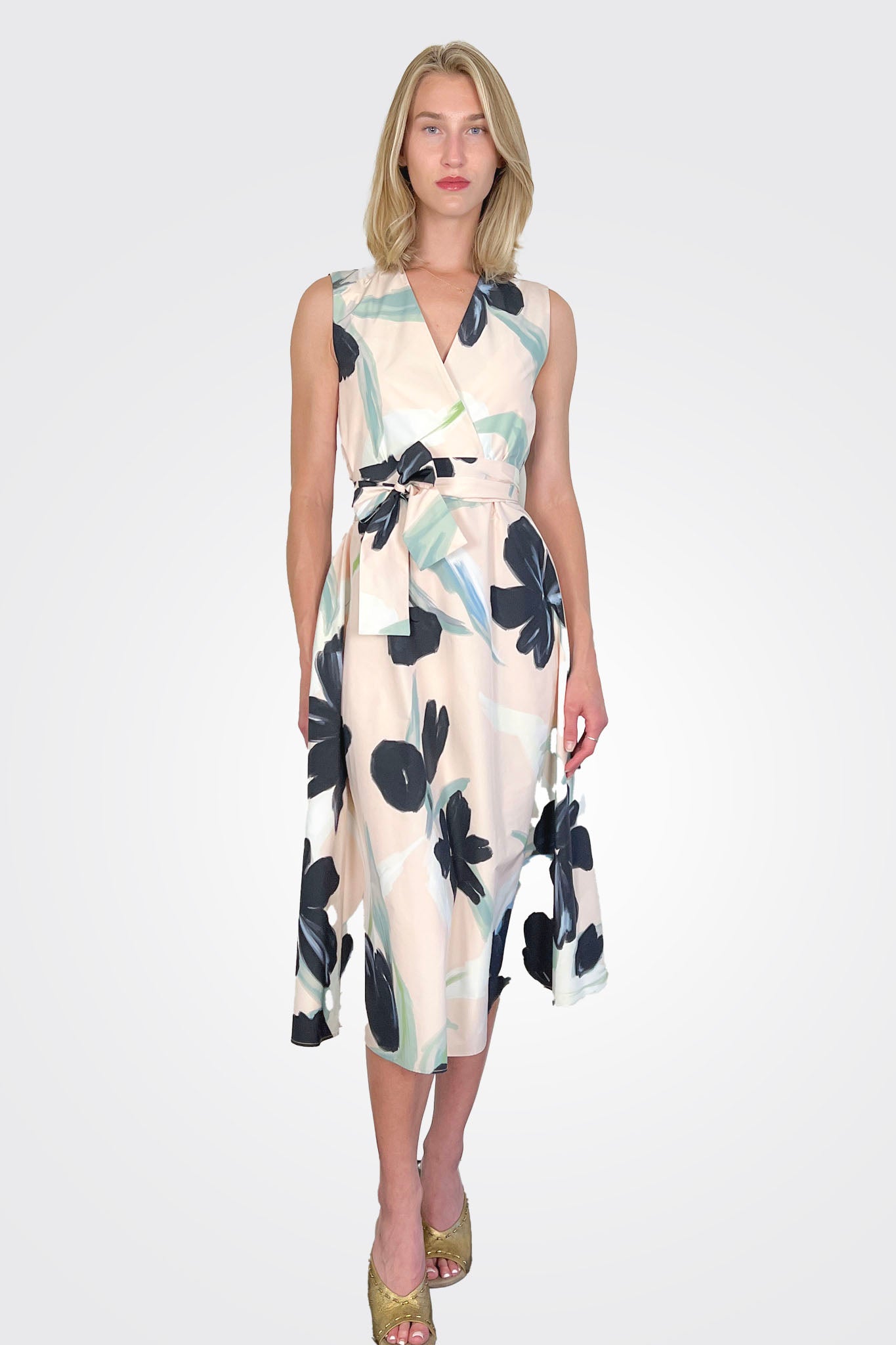 Tie Waist Dress - Nude Floral by Psophia | 25 South Boutiques