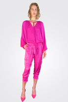 Shiny Paris Long Sleeve Blouse - Pink by Ramy Brook — view 3