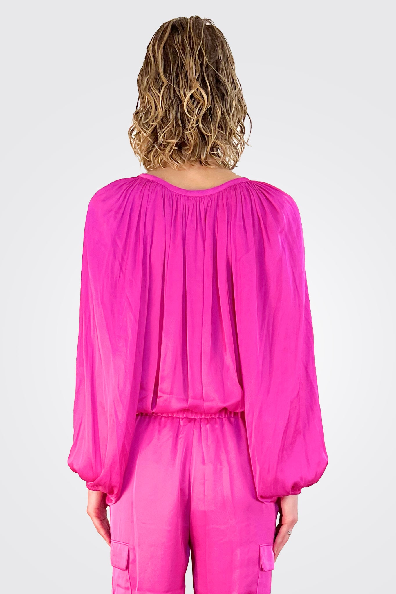 Shiny Paris Long Sleeve Blouse - Pink by Ramy Brook — alternate view