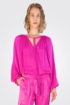 Shiny Paris Long Sleeve Blouse - Pink by Ramy Brook | 25 South Boutiques