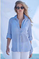 Positano Stripe Button Down - Blue by Cino | 25 South Boutiques