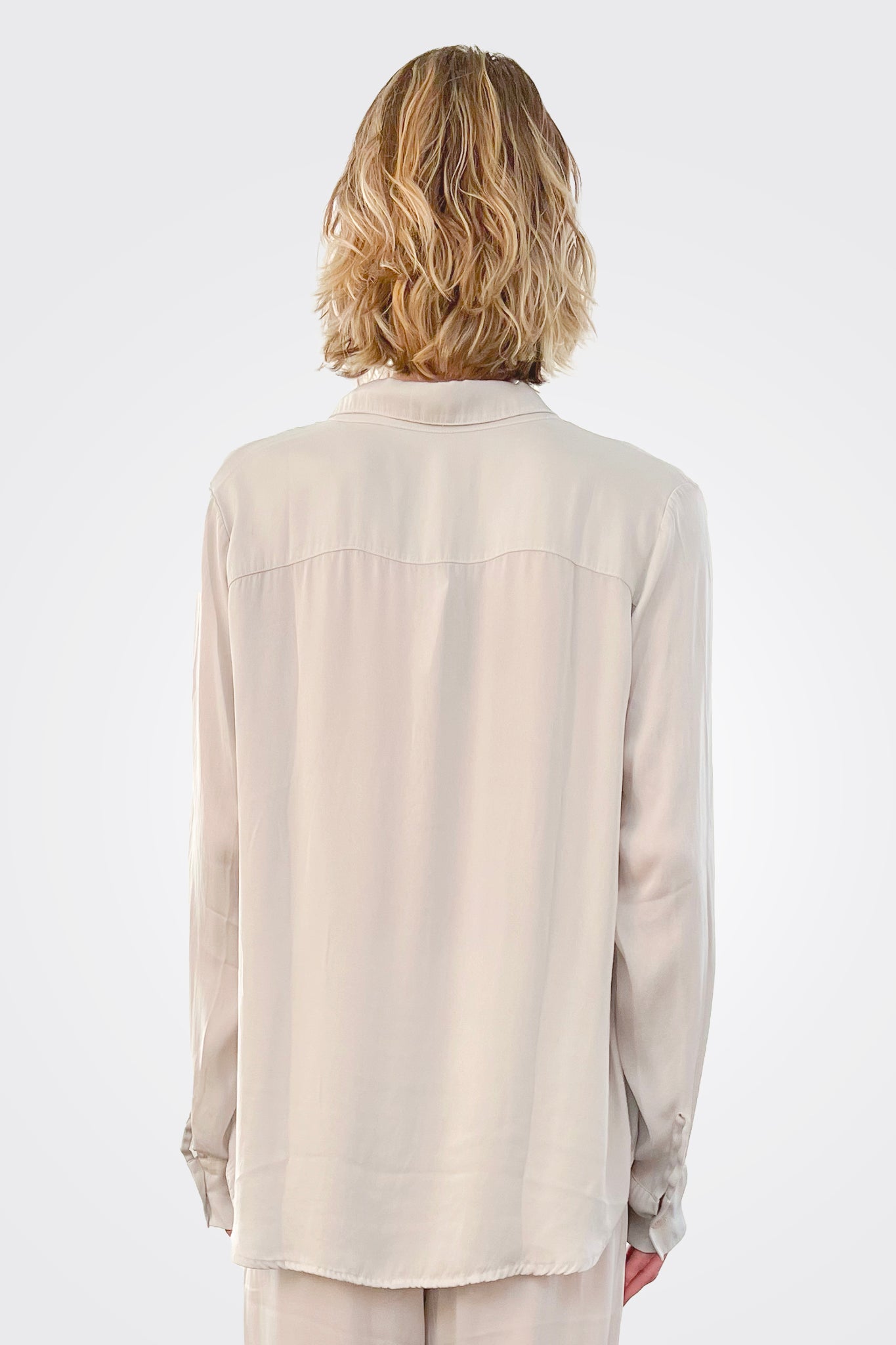 Silk Button Down Blouse - Pearl by Private 0204 — alternate view