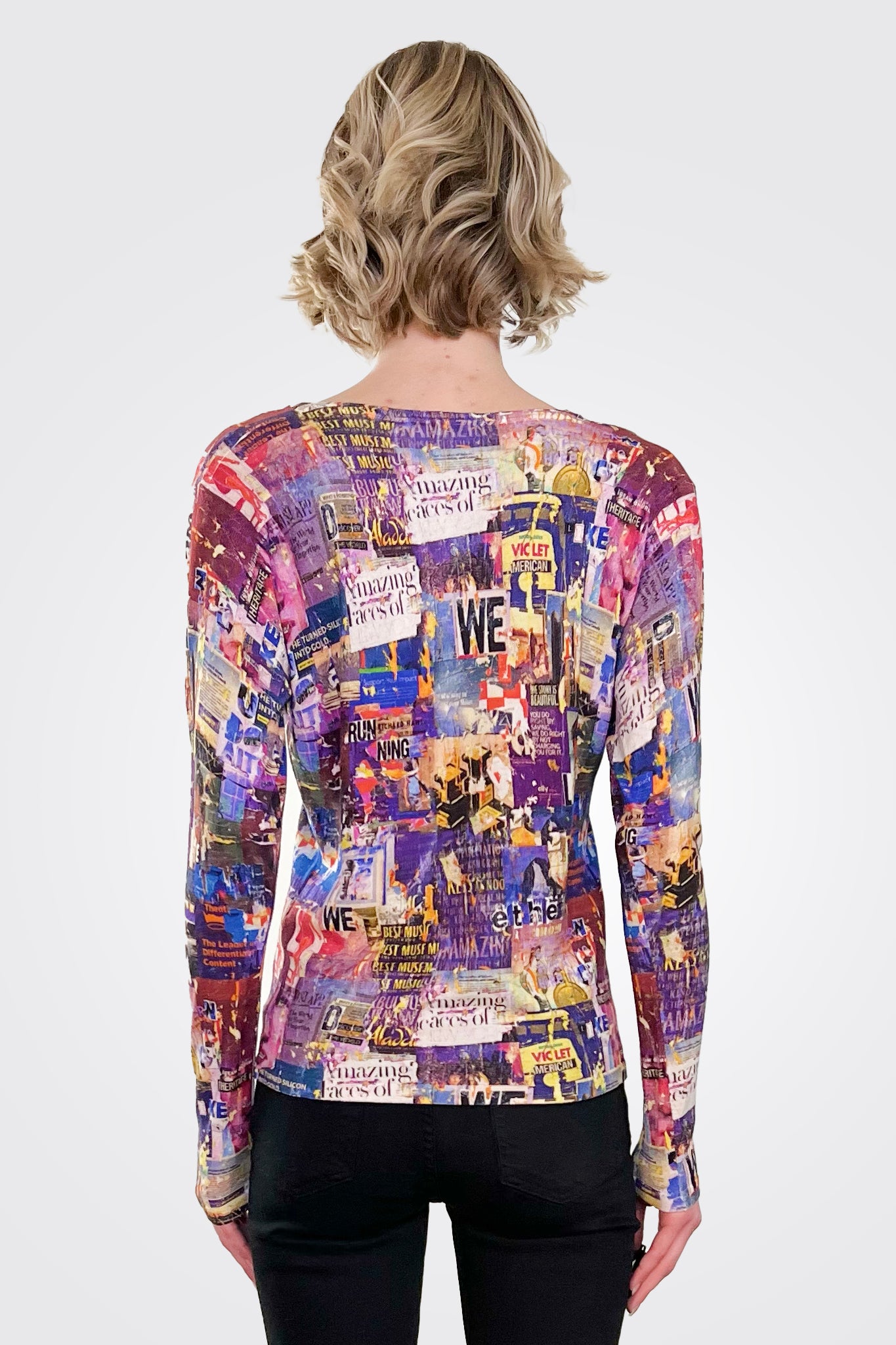 V Neck Long Sleeve Shirt - Flamee Purple by Printed Artworks — alternate view