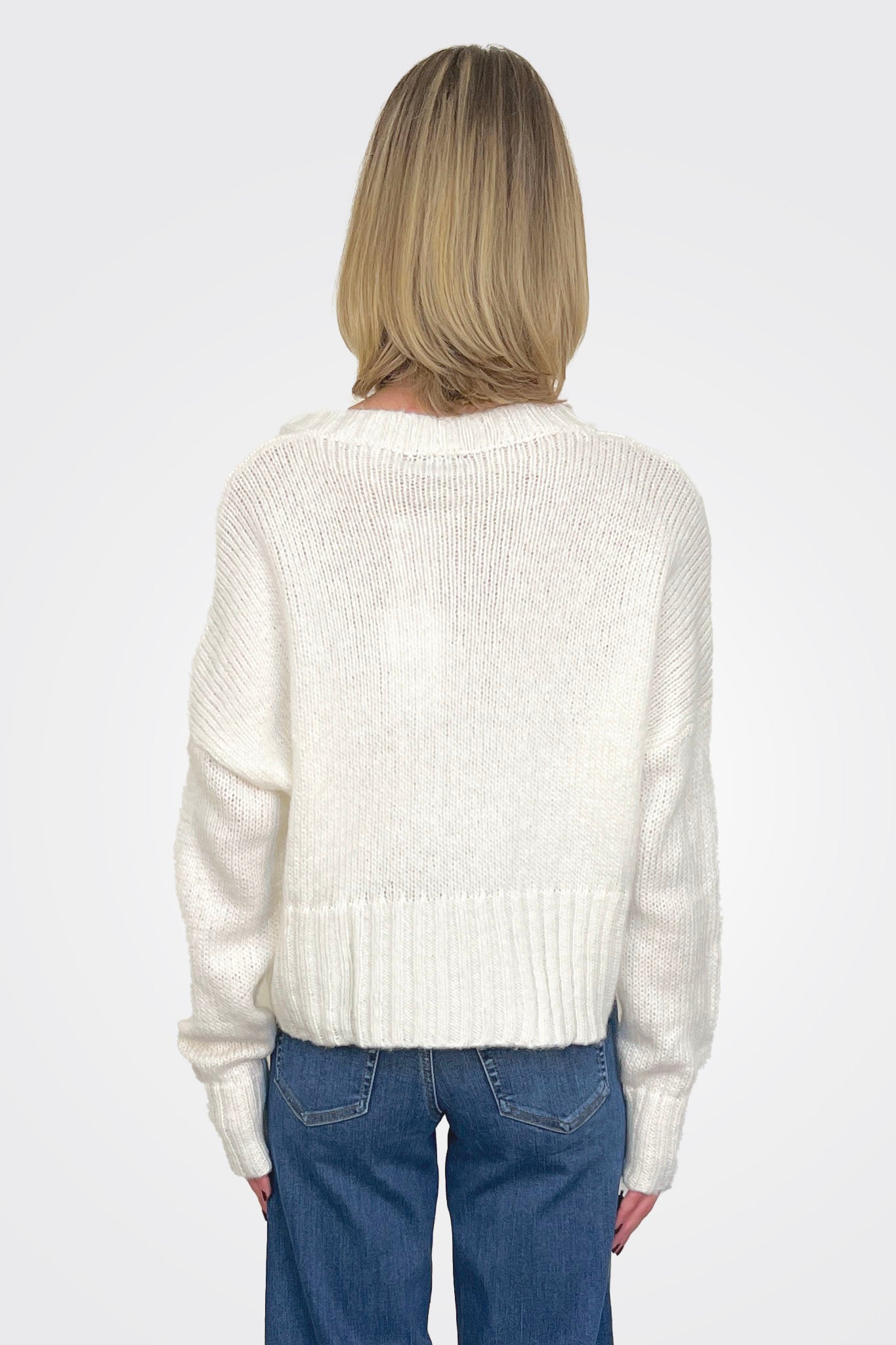 Jac Cropped Knit Cardigan - Pure Snow by Wooden Ships — alternate view