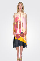 Tie Neck Long Dress - Pink Floral by Psophia — alternate view