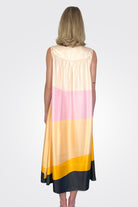 Tie Neck Long Dress - Pink Floral by Psophia — view 3