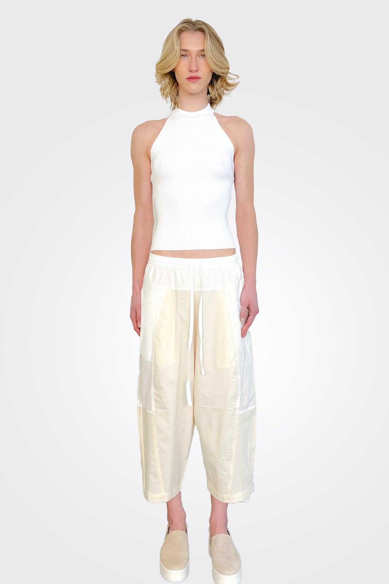 Rib Halter Sunburst Straps - White by Autumn Cashmere — view 3