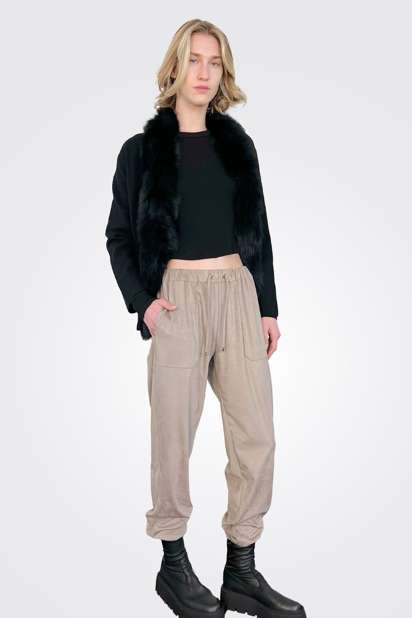 Tie Waist Trouser - Khaki by Purotatto — alternate view