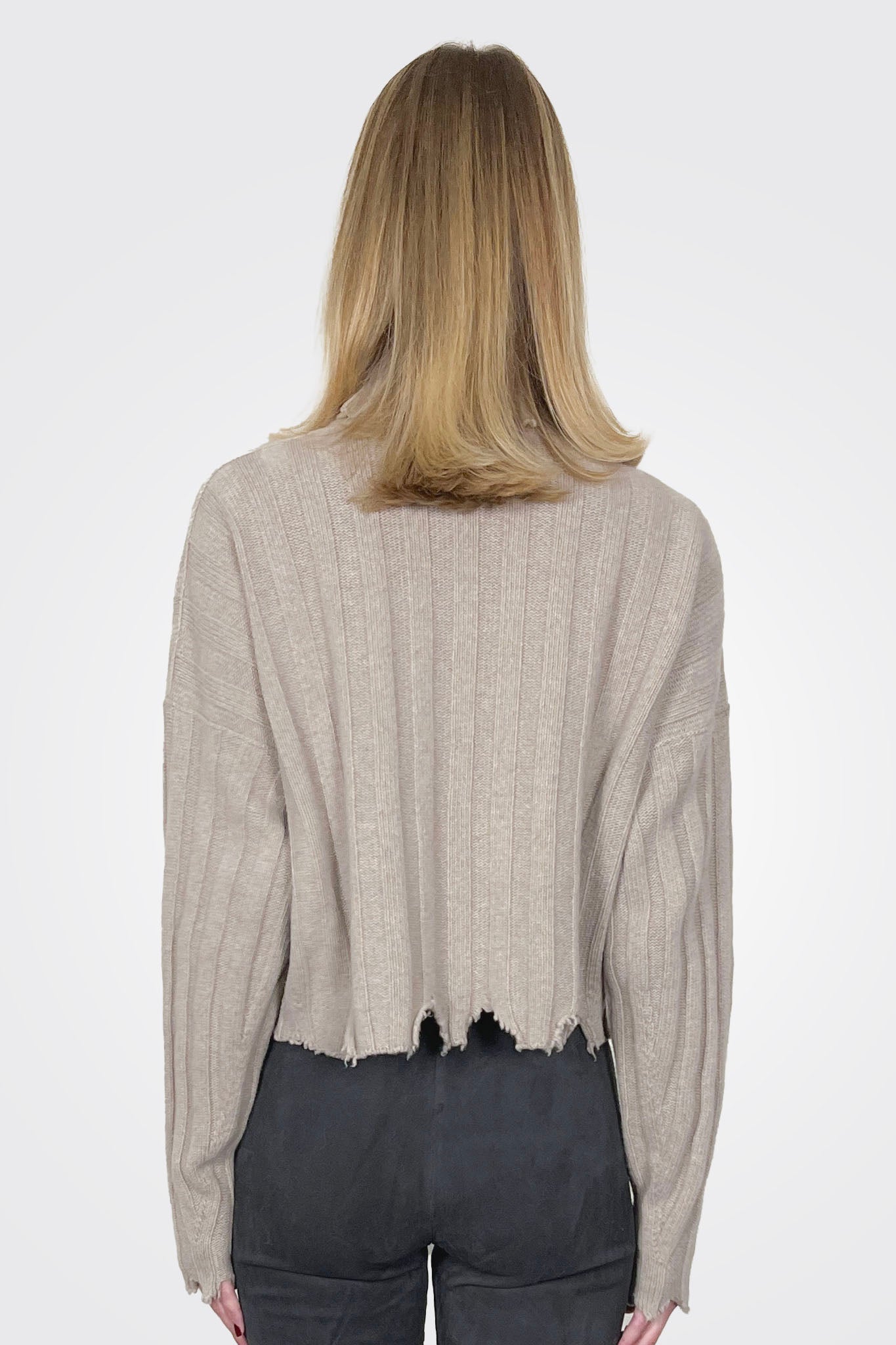 Cut Raw Edge Turtleneck - Pumice by Isabel Benenato — alternate view