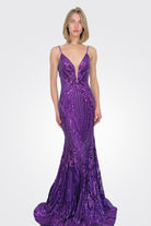 Plunging Neck Embellished Gown - Purple by Jovani | 25 South Boutiques