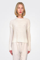 Knit Crewneck Cashmere Sweater - White by Private 0204 | 25 South Boutiques