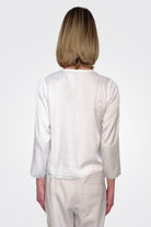 Collarless Crop Silk Shirt - White by Private 0204 — alternate view