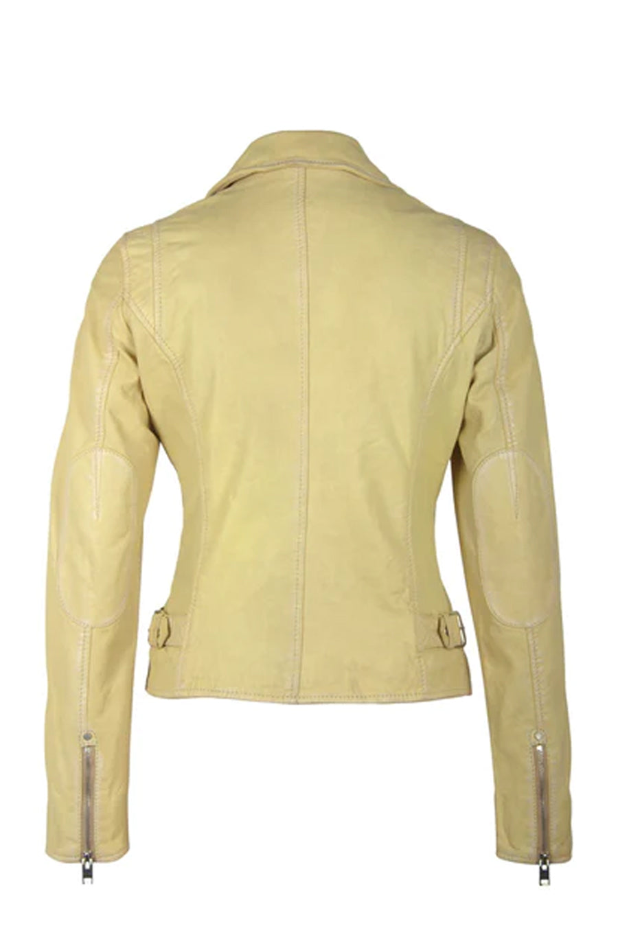 Sofia Leather Jacket - Pale Yellow by Mauritius — alternate view