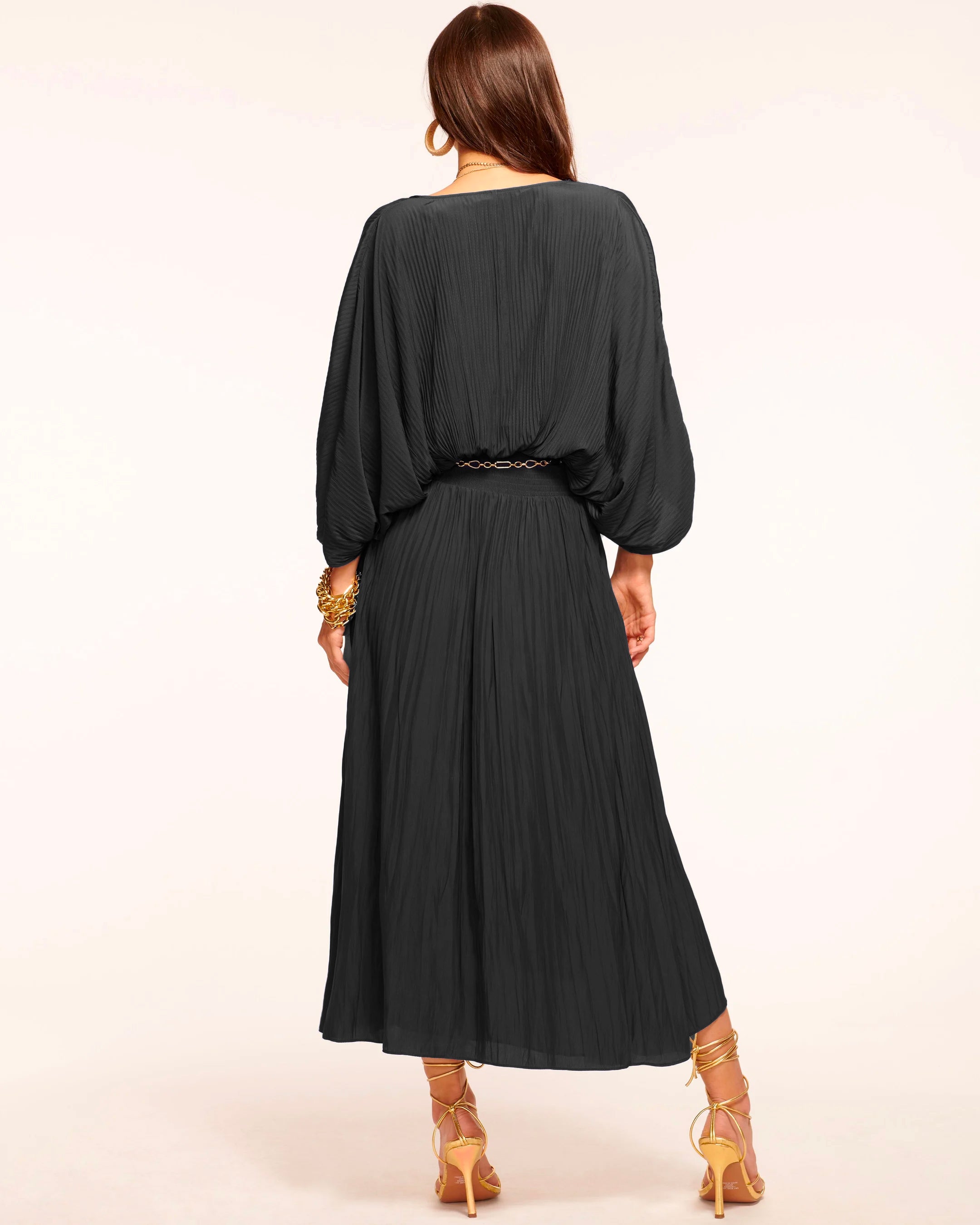 Harmonie V-Neck Midi Dress - Black by Ramy Brook — alternate view
