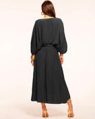 Harmonie V-Neck Midi Dress - Black by Ramy Brook — alternate view