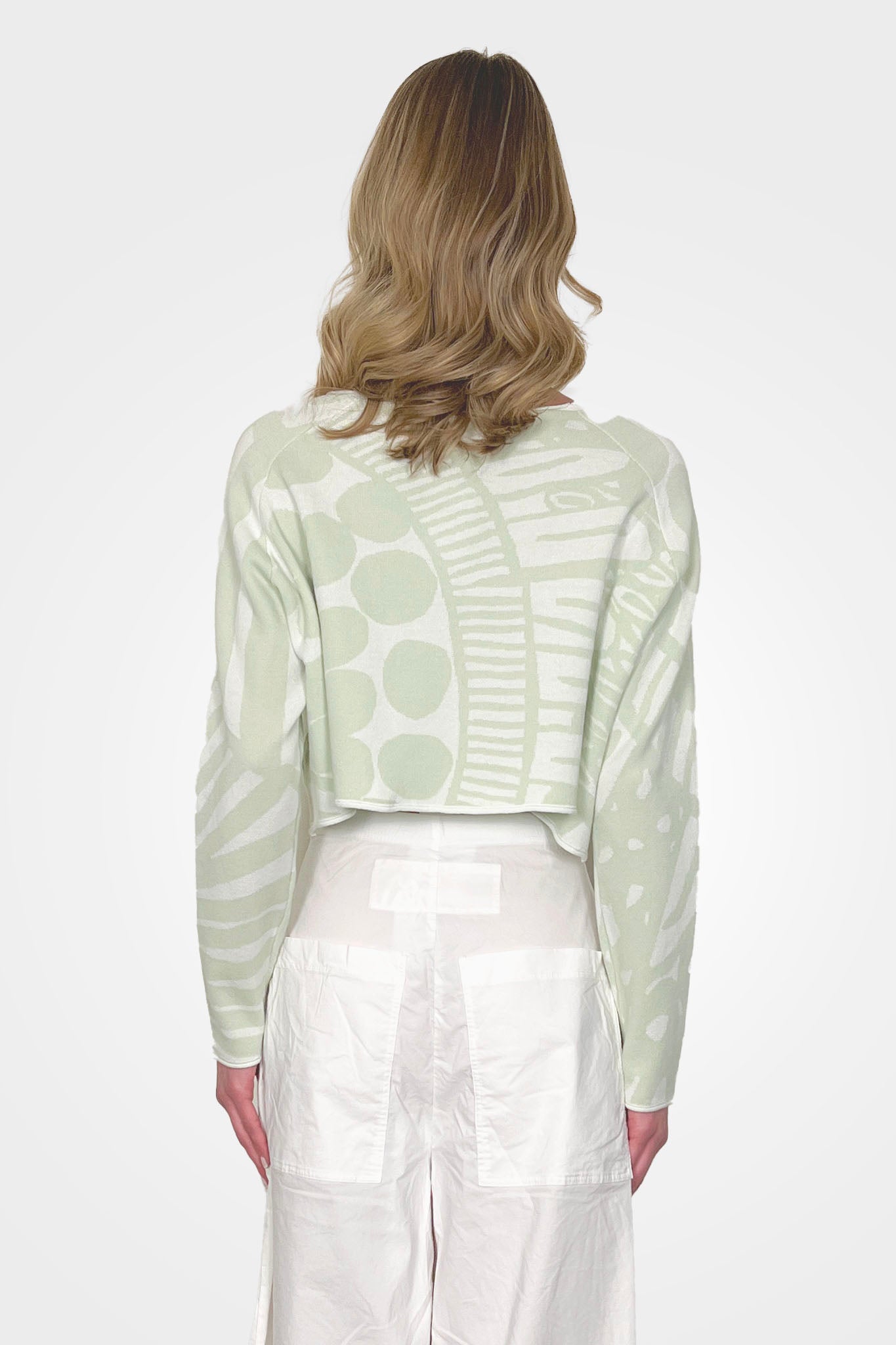 Printed Crop Pullover - Lime Jacquard by Rundholz — alternate view