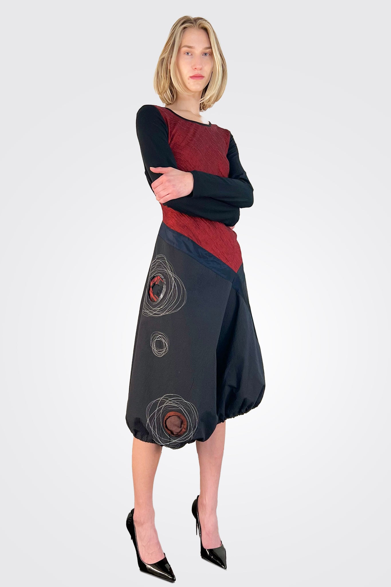 Long Sleeve Dress - Red by Mara Gibbucci — view 4
