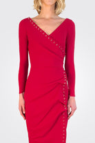 Elma Long Sleeve Faux Wrap Cocktail Dress - Garnet by Chiara Boni — alternate view
