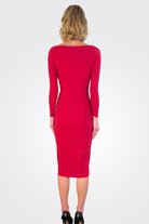 Elma Long Sleeve Faux Wrap Cocktail Dress - Garnet by Chiara Boni — view 3