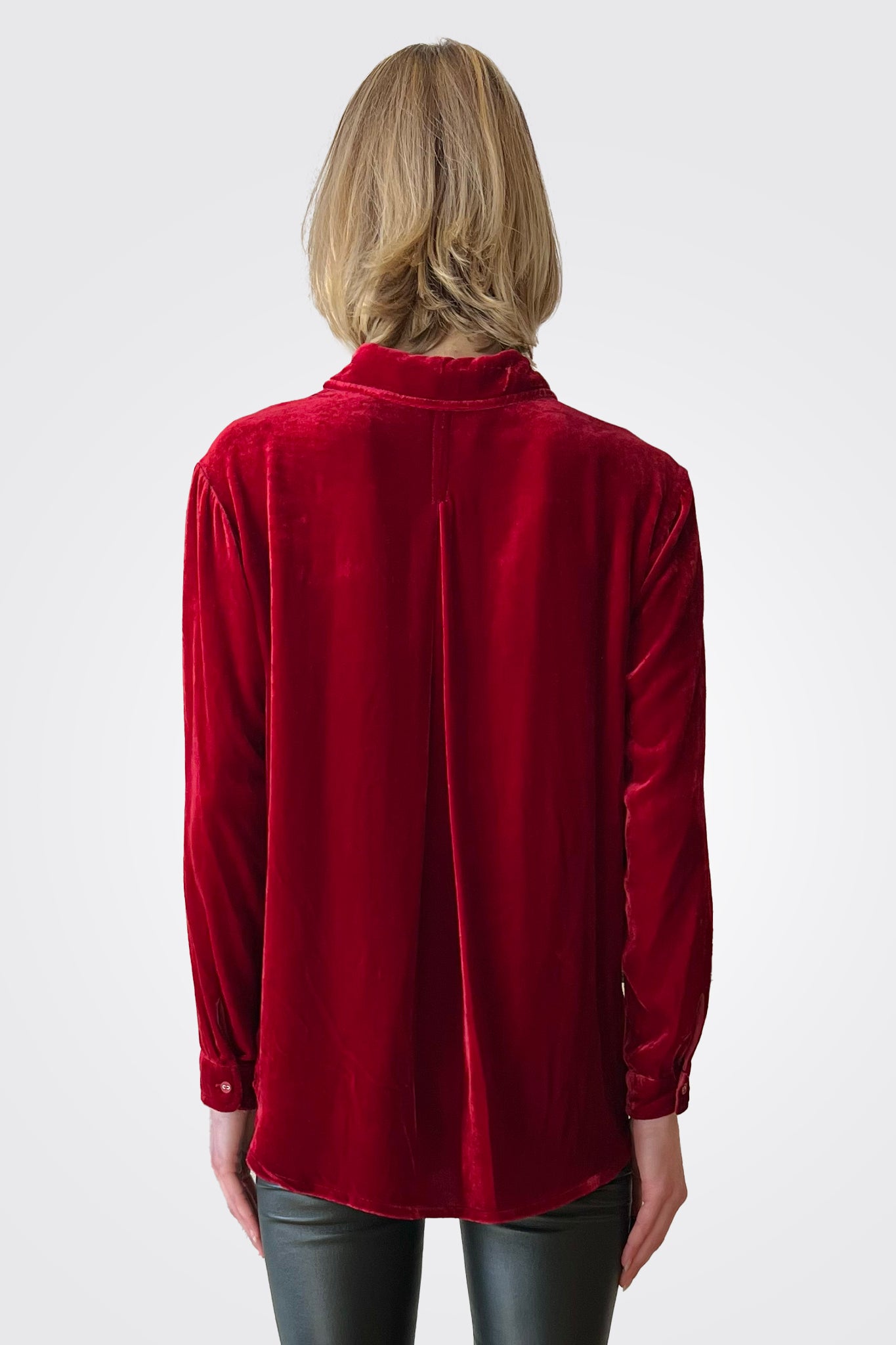 Sidonia Velvet Oversized Shirt - Red by Johnny Was — view 3