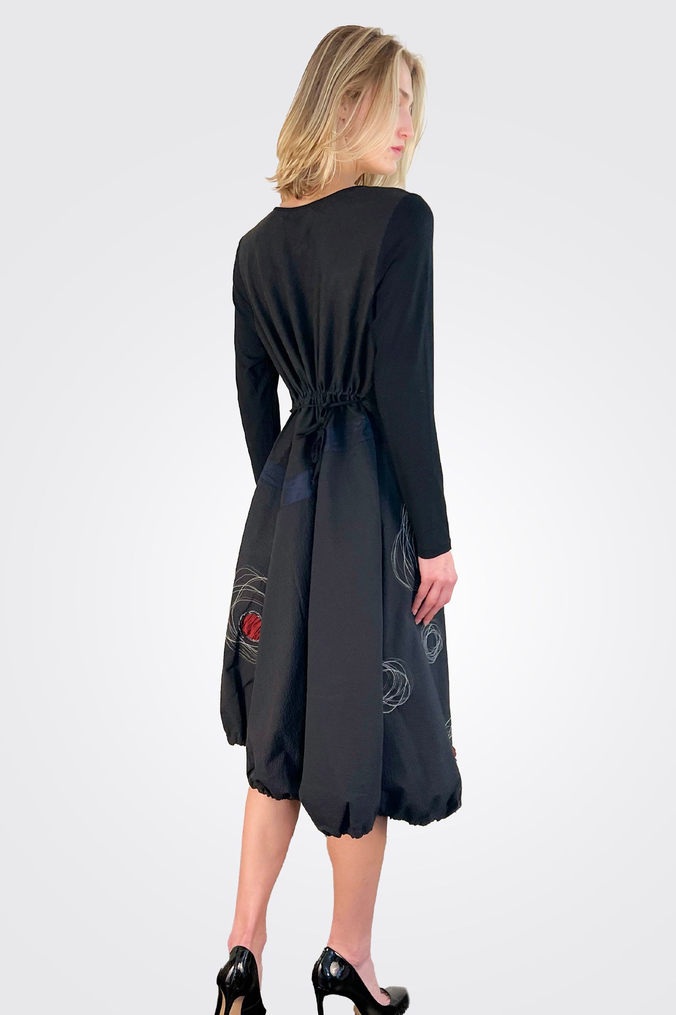 Long Sleeve Dress - Red by Mara Gibbucci — alternate view