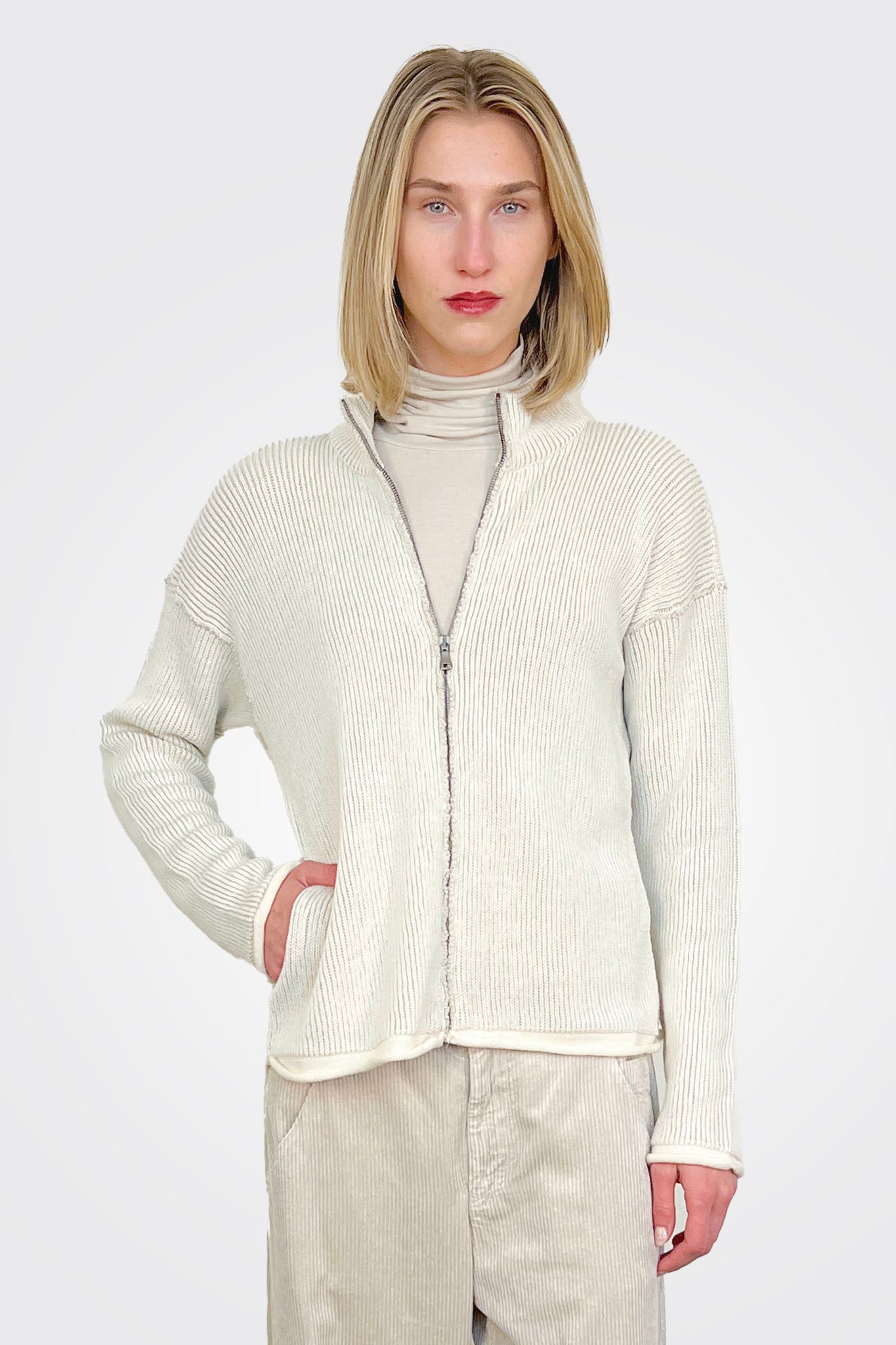 Two Tone Ribbed Jacket - Ivory by Transit Par-Such | 25 South Boutiques