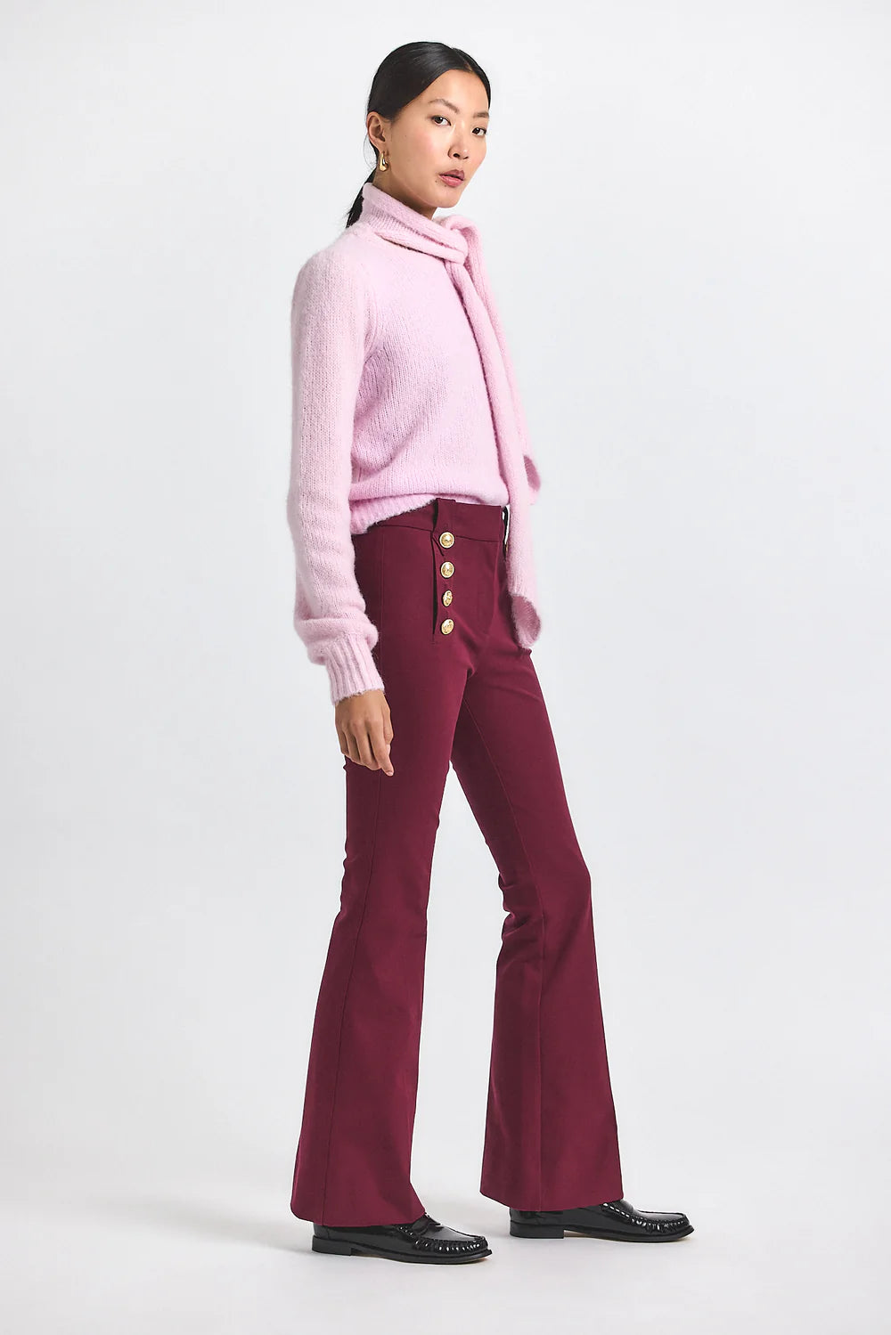 Robertson Flare Trousers - Bordeaux by Derek Lam — view 3