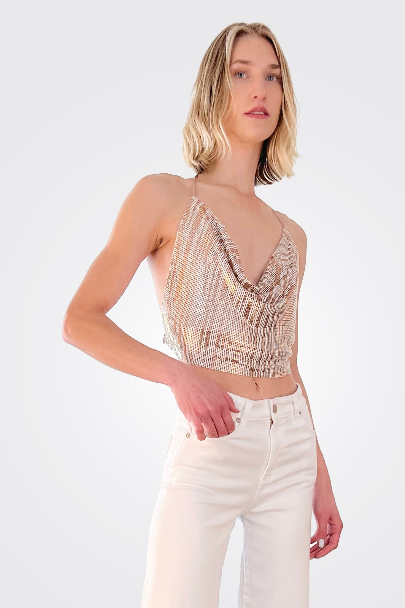 Printed Rosa Halter Tank Top - Rose Gold by Ramy Brook | 25 South Boutiques