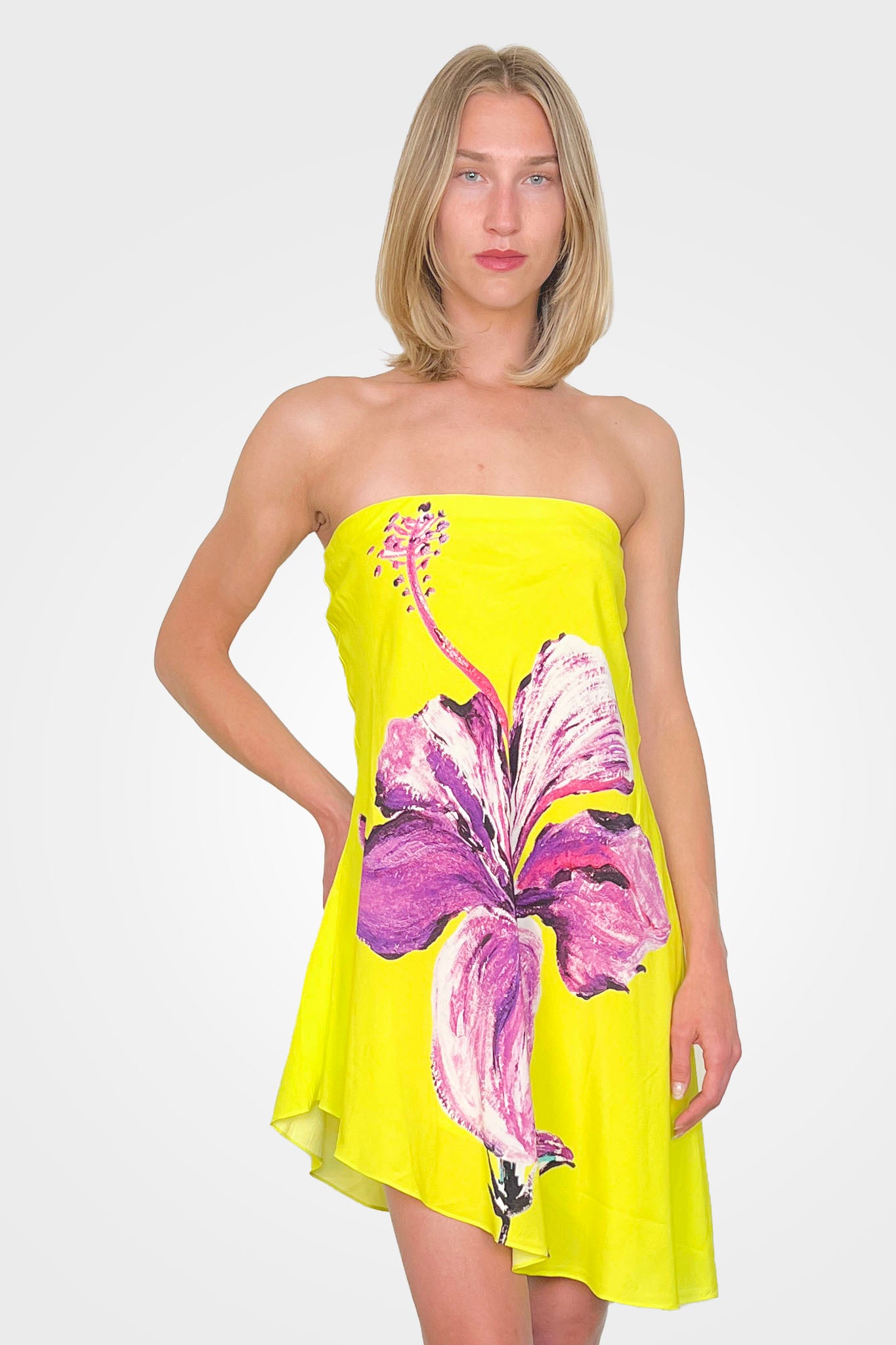 Juri Strapless Mini Dress - Yellow Purple by Rococo Sand — alternate view