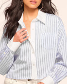 Lennox Embellished Long Sleeve Shirt - Blue Stripe by Ramy Brook — alternate view