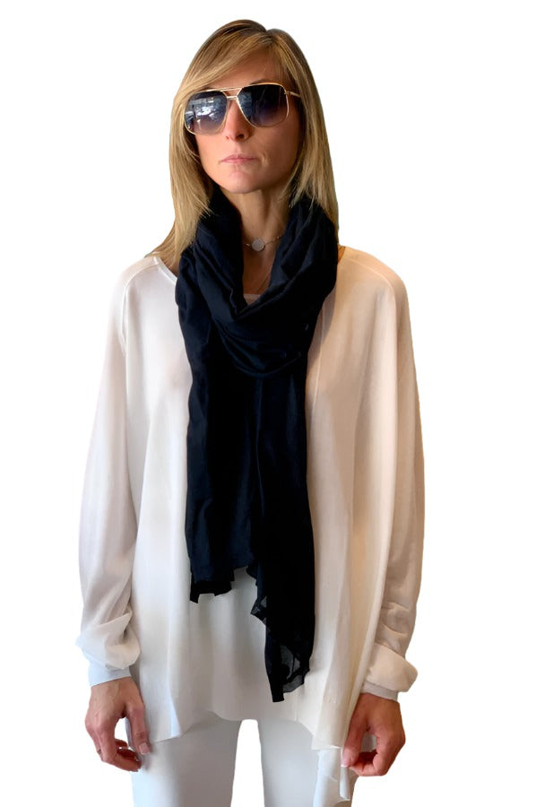 Sheer Print Scarf - Black by Rundholz | 25 South Boutiques